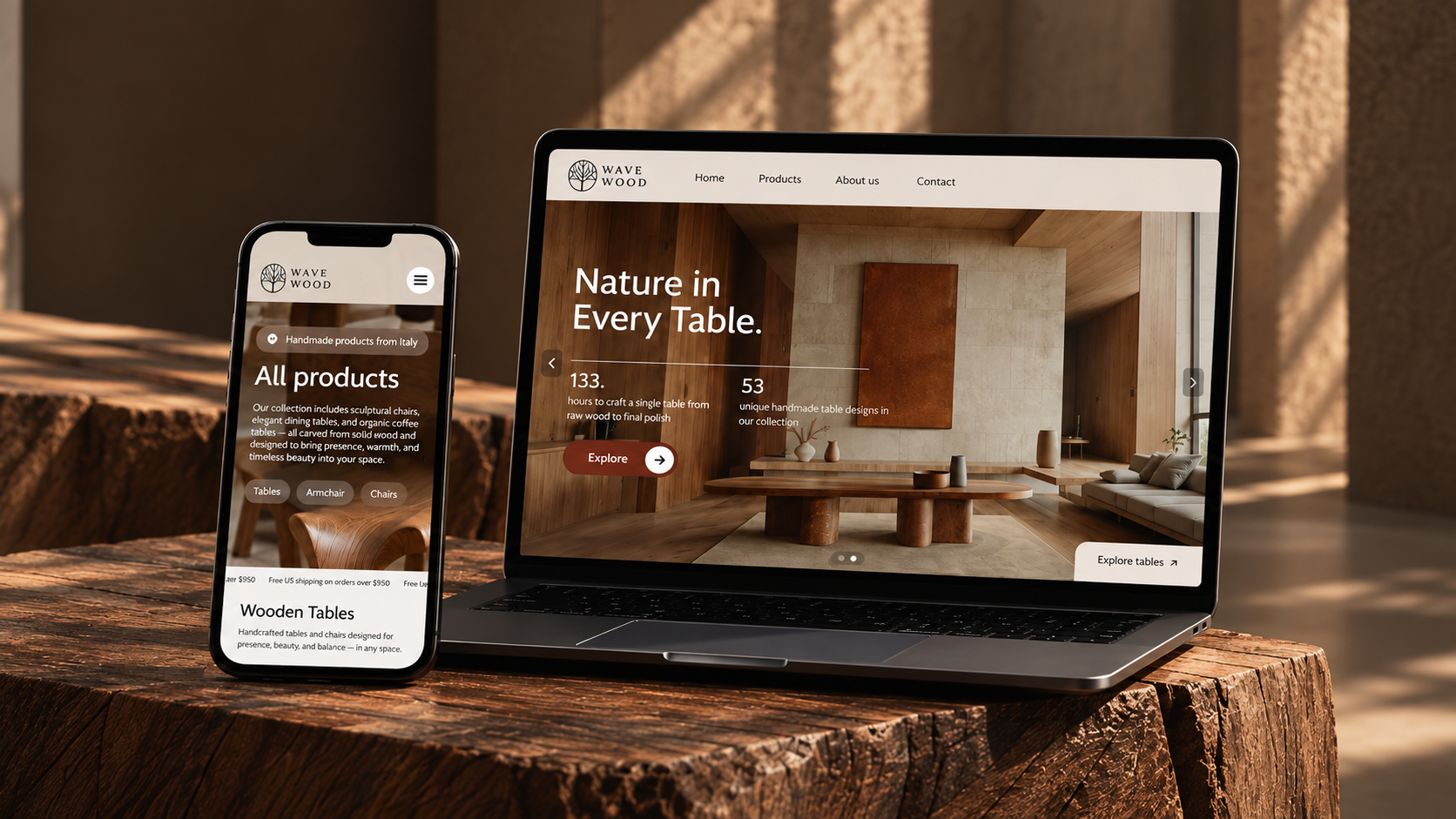 Wave Wood homepage built by Cata Partners